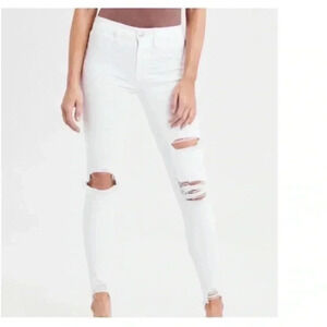 American eagle white ripped ne(x)t level stretch hi-rise jeggings sz 24 plus